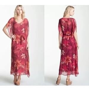 NWT Lucky Brand Maya Tropical Caftan Maxi Dress Women’s XS